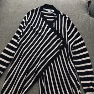 Black and White Striped Cardigan